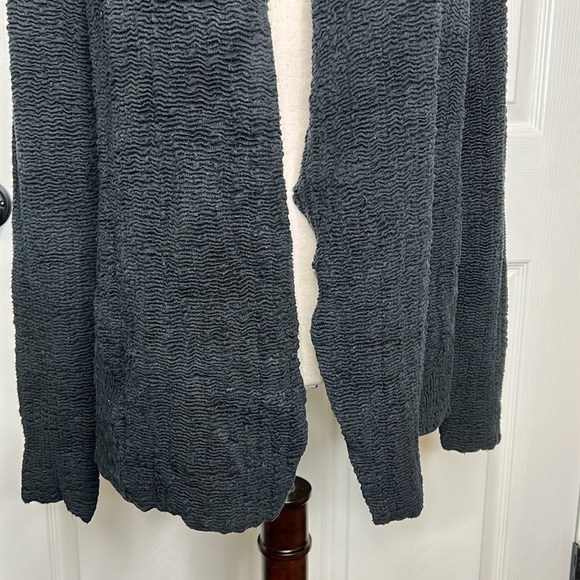 Eileen Fisher Silk‎ Blend Cardigan Women's Small Black Textured Open Front - Picture 4 of 6